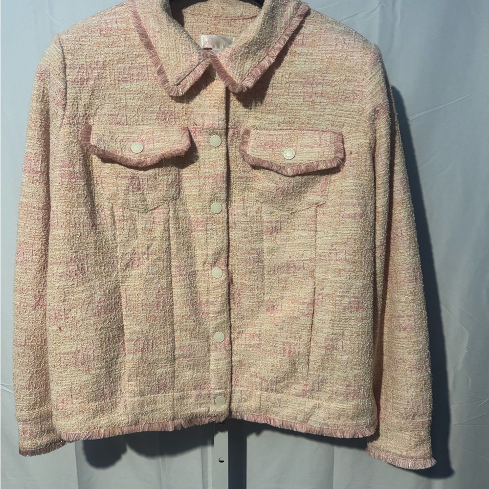 Women's Pink Tweed Like Jacket Size L